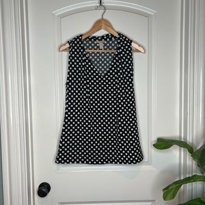 Banana Republic Size M Medium Sleeveless Black White Pattern Blouse Shirt